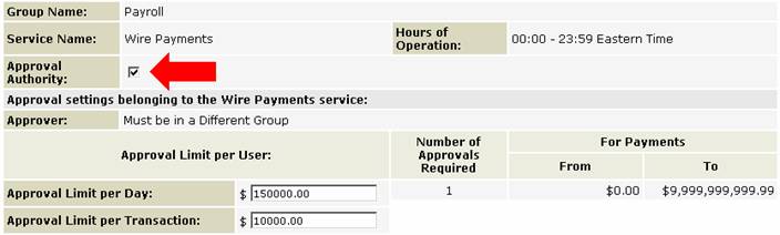 group-information-service-privilege-details-wire-payments